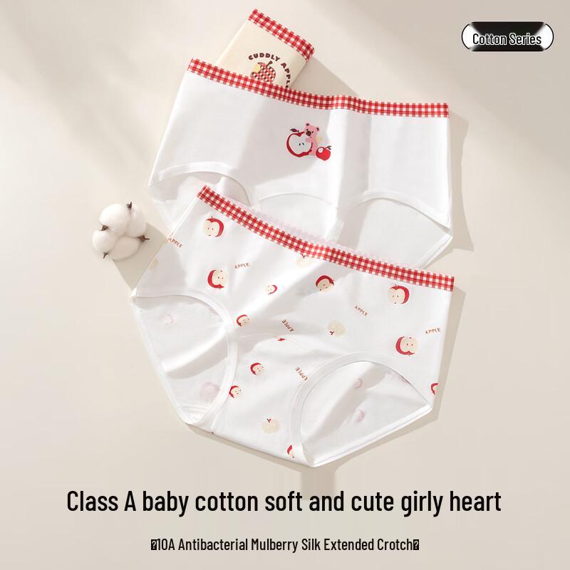 Mao Ren Girls  Fruit Pattern 10A Antibacterial Pure Cotton Briefs with Silk Crotch 120 (XXS)