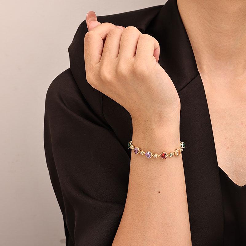 European & American Color Zircon Bracelet - High-End Fashion Women's Jewelry