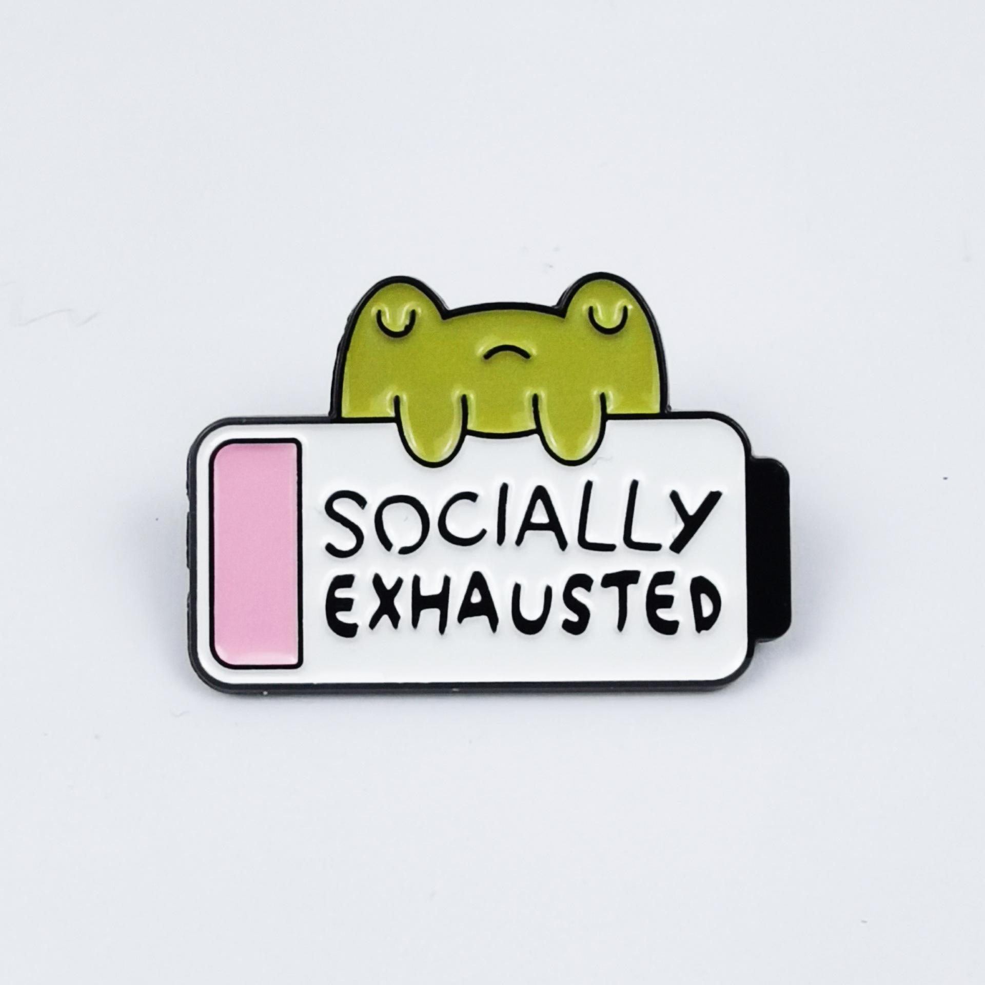 Charming Frog Brooch: Creative English Letter Metal Badge for Bags