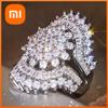 Huitan Sparkling Women Ring Full Shining Cubic Zirconia Luxury Accessories Silver Color Geometric Special Party Lady Jewelry