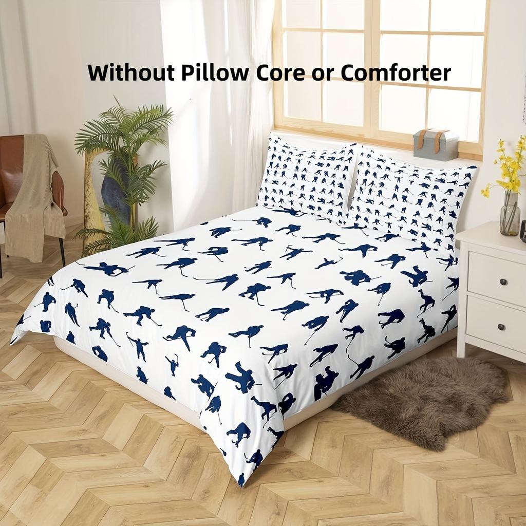 Hockey Sengetøy Sett Ishockey Seng Dynesett Barnas Vintersport Spill Tredelt Sett