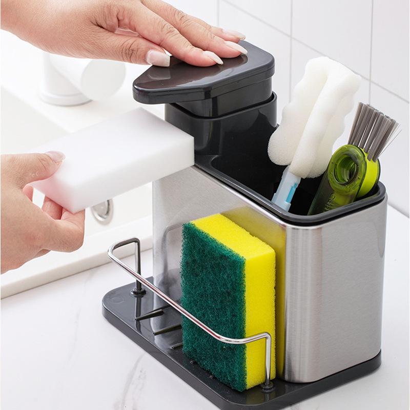 3 in 1 Cucina Acciaio Inossidabile Stoviglie Dispenser Sapone Porta Spugna Organizzatore Lavello Griglia Drenante Per Lavelli da Cucina