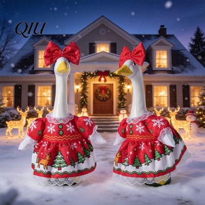 Funny Lawn Goose Apparel 1 Set Christmas Porch Outfit, Festive Dress with Hat, Winter Outfit Fall Holiday Costume for 23 Inch Statue, Garden