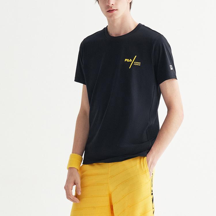 Fila Athletics Series Letter Print Crew Neck T-Shirt Men Tops Black A11M021107GBK