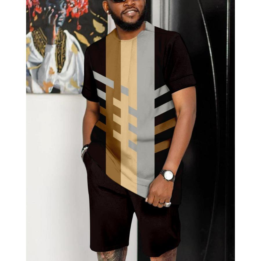 Letní pánský set Módní 2dílný set Pánské tričko Šortky Kalhoty Oblek Ležérní krátká tepláková souprava Nadměrné Vintage Pánské oblečení