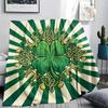 1Pc Leaf Clover Print Flannel Blanket, High Quality Comfortable for All Seasons, Home Decor, Warmth and Comfort, Perfect for Christmas Gifts W58