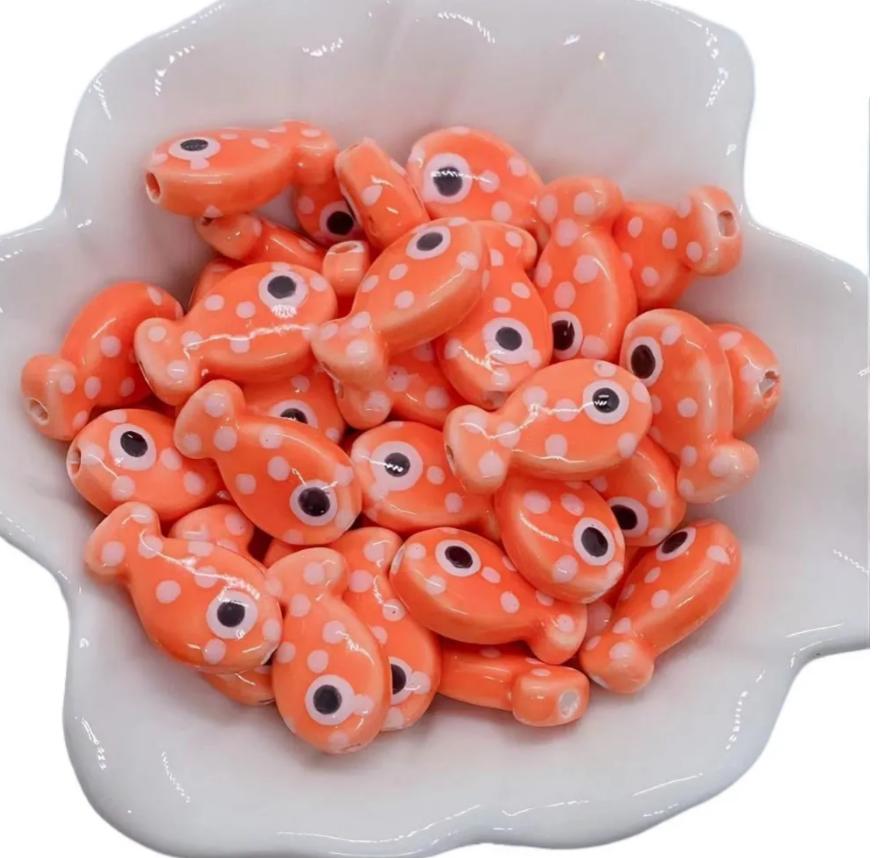 

Fish Shape Plastic Beads with Polka Dot Pattern and Eye Detail for Jewelry Making Craft Projects and DIY Accessories