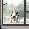 Retro Hand Painted Sticker Funny Chicken Static Window Cling, Upside Down Rooster Glass Sticker, Cling for Waterproof Non-adhesive Decal Living