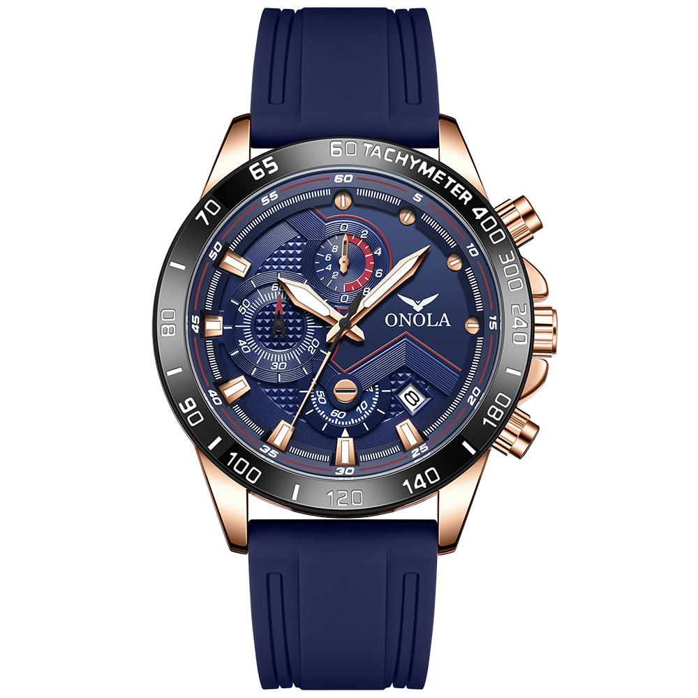 ONOLA multifunctional racing watch dial strap date night light waterproof outdoor sports quartz watch