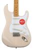 Squier by Fender Classic Vibe 50s Electric White with Soft Case Stratocaster® Guitar, Blonde,