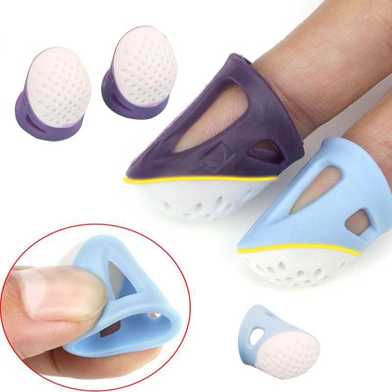 2/4pcs Silicone Thimbles Anti-stick Finger Cover Household Sewing Finger Protector Multifunctional Fingertips Crafts Sewing Tool