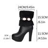 Dámské kotníkové boty s kožíškem Platformové boty Ozdoba mašličkou 2024 Zima 11,5cm Podpatky Obuv