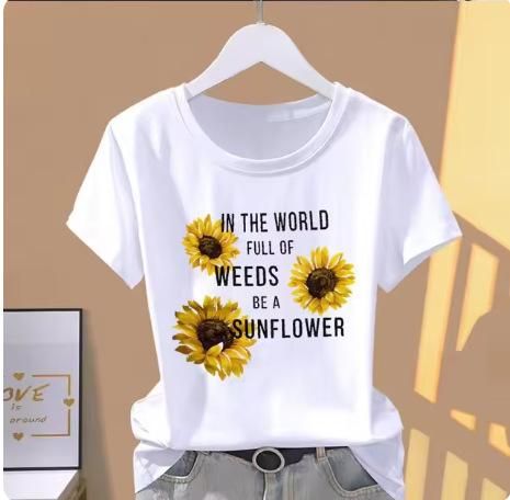 Modal women's printed flower sports fashion casual explosion short-sleeved T-shirt pattern T-shirt women's clothing oversized