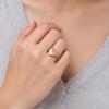 Golden Plated Hammered Heart Open Adjustable Ring for Women Elegant Statement Jewelry Gift
