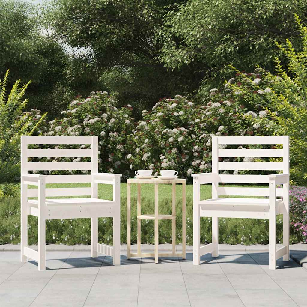 Garden Chairs 2 pcs White 60 x 48 x 91 cm Solid Pine Wood