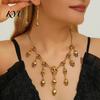 Dark Aesthetic Pendant Earrings Halloween Skull Jewelry Set for Women, Tassel Necklace & Dangle Earrings, Punk Gothic Accessories Costume Party Alloy