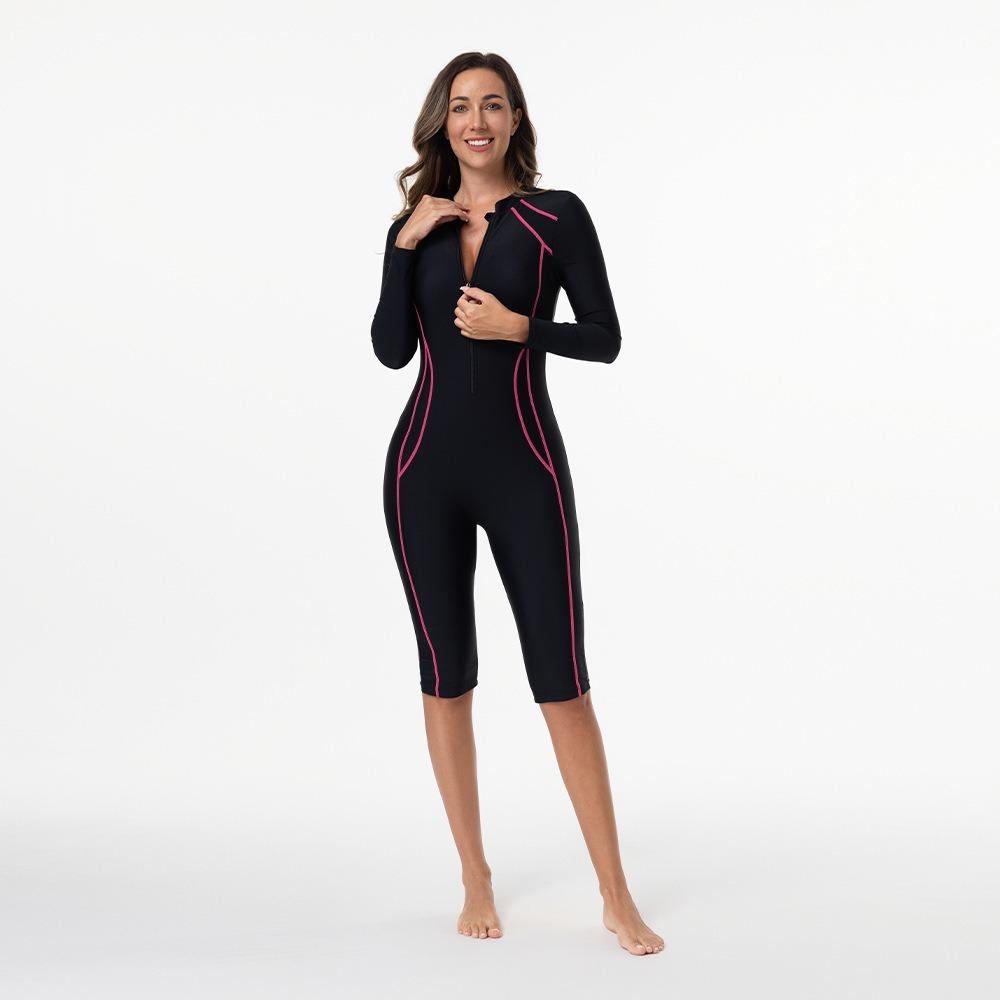European and American Swimsuits Women's One-piece Long-sleeved Surf Suits New Boxer Wetsuits Conservative Swimsuits