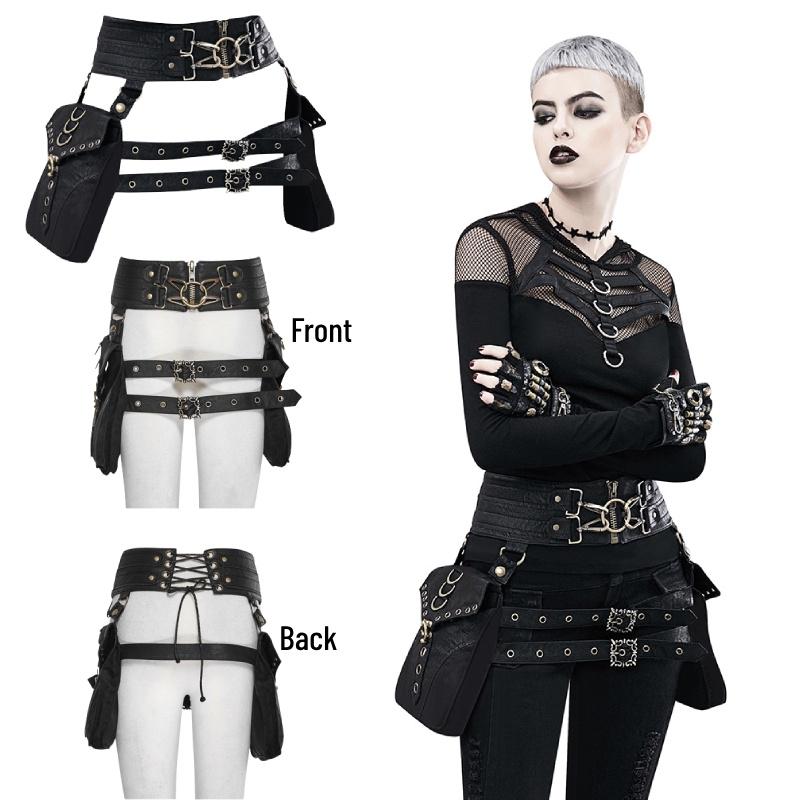 Gearduke Women's Steam Punk Pu Leather Waist Bag With Vintage Phone Holder Trendy Cross-border Fashion
