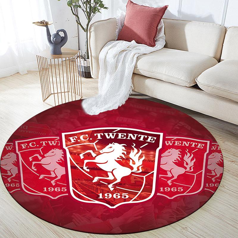 FC Twente Enschede pattern round rug,Carpet Rug for Living Room Bedroom Playroom ,Non-slip Floor Mat,Holiday Gifts and Birthday Gifts.