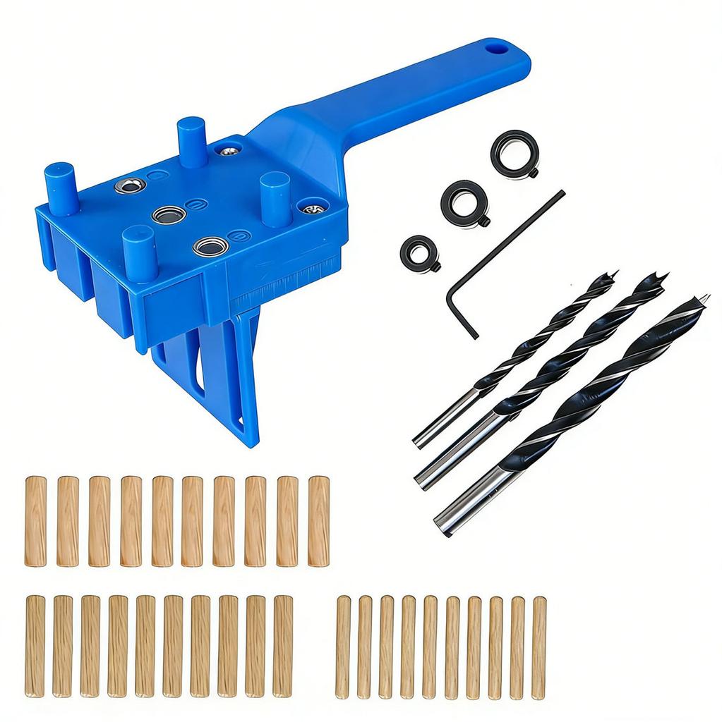 3-In-1 Handheld Woodworking Dowel Jig Self-Centering Drill Guide Kit 6/8/10mm Straight Hole Positioning Puncher Joinery Tools