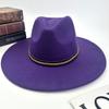 Hot autumn and winter new European and American style monochrome men's and women's belt hats simple woolen flat brim big edge jazz hats