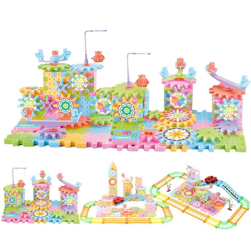 Building Blocks Gear Cogs Toy Electric Brick Building Gears Toy Set Reusable Interlocking Spinninggears Building Educational toy