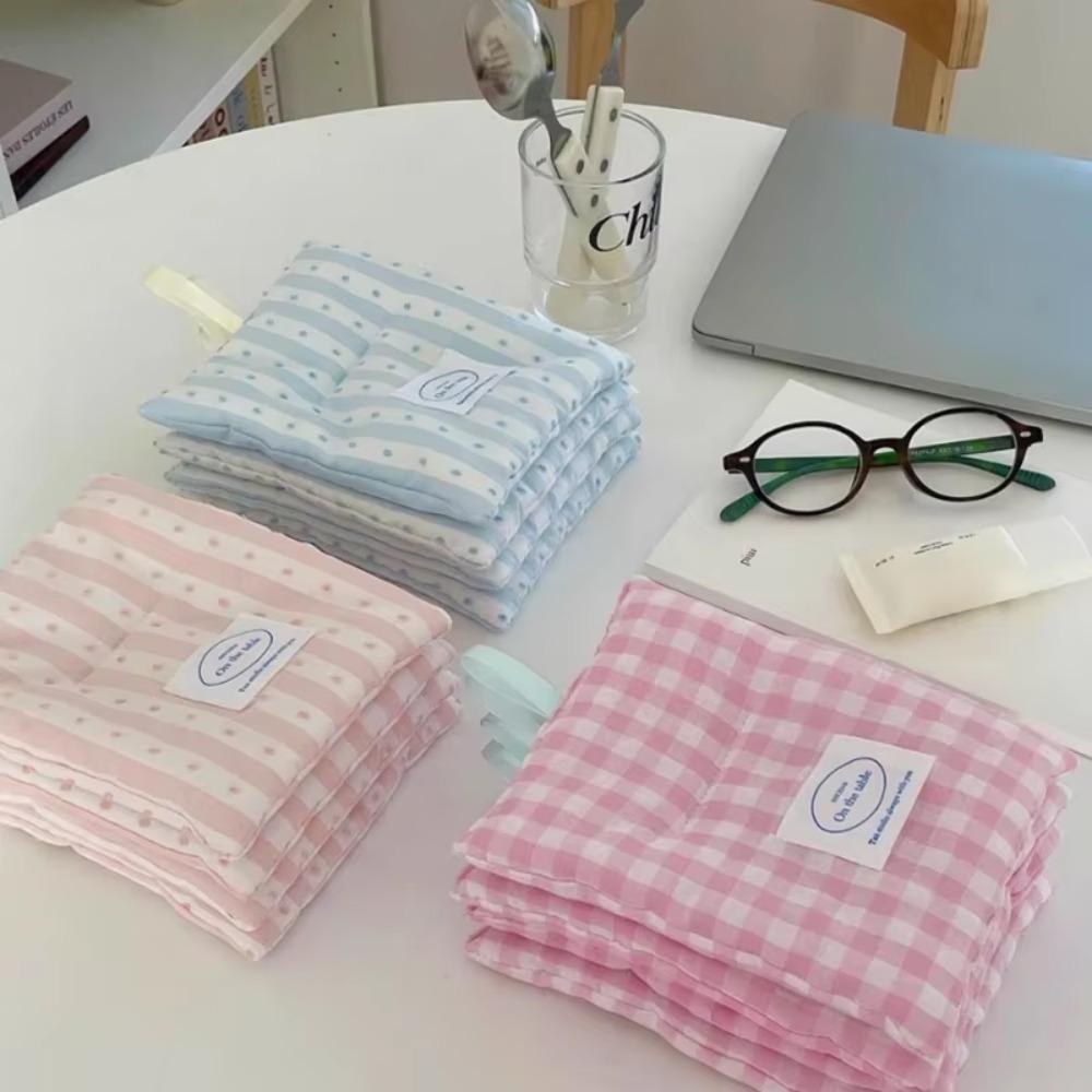 Ins Style Grid Pattern Coaster Portable Cotton Cloth Insulation Pad Drink Coasters  Home Decoration