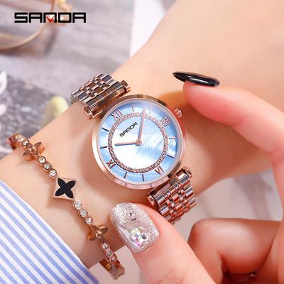 Orologio SANDA Studentesse Versione Coreana Semplice Moda Impermeabile Atmosfera Sottile Bracciale in Acciaio da Donna Tempo Libero Quarzo Orologio da Donna