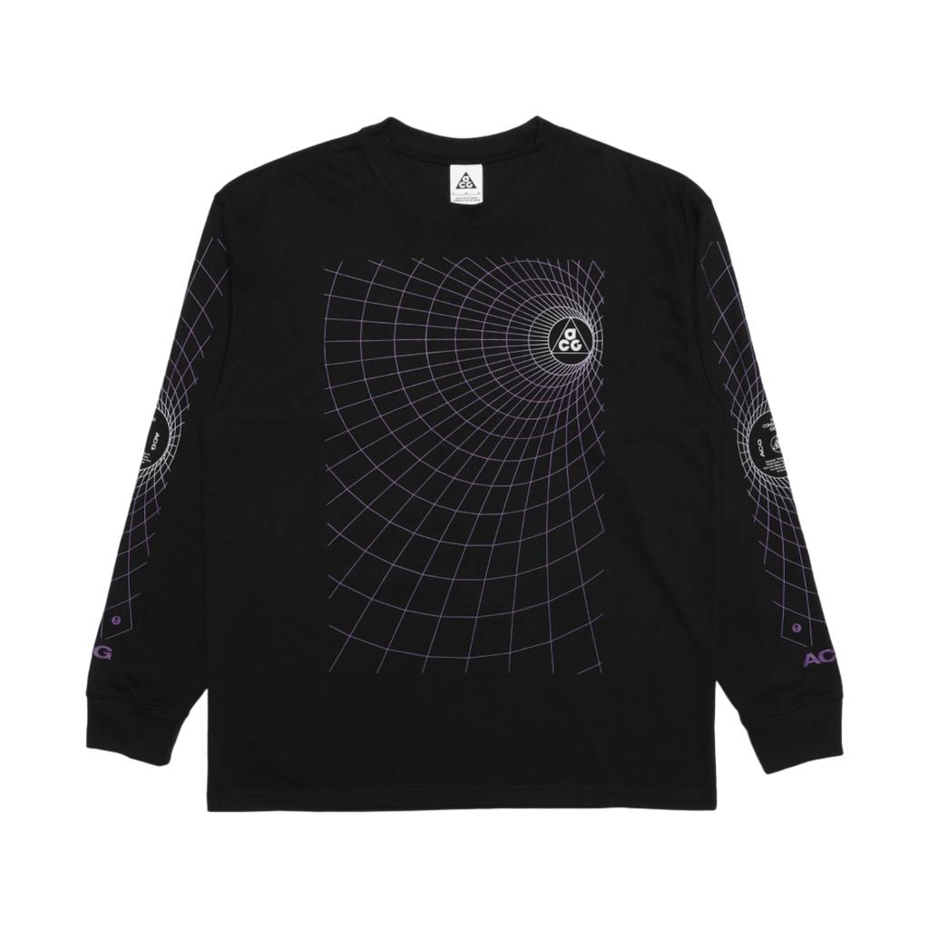 Nike ACG Manhole Geometric Pattern Long Sleeve Crew Neck T-Shirt Men Tops Black FJ1133-010