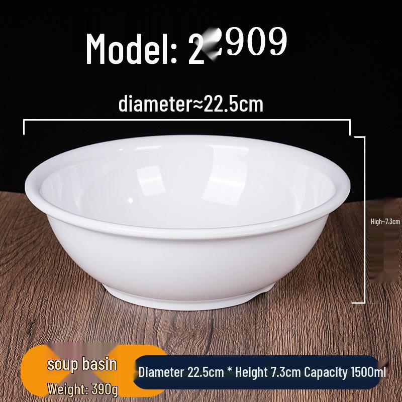 Food Grade White Melamine Soup Bowl - Large Restaurant & Hotel Tableware Imitation Porcelain