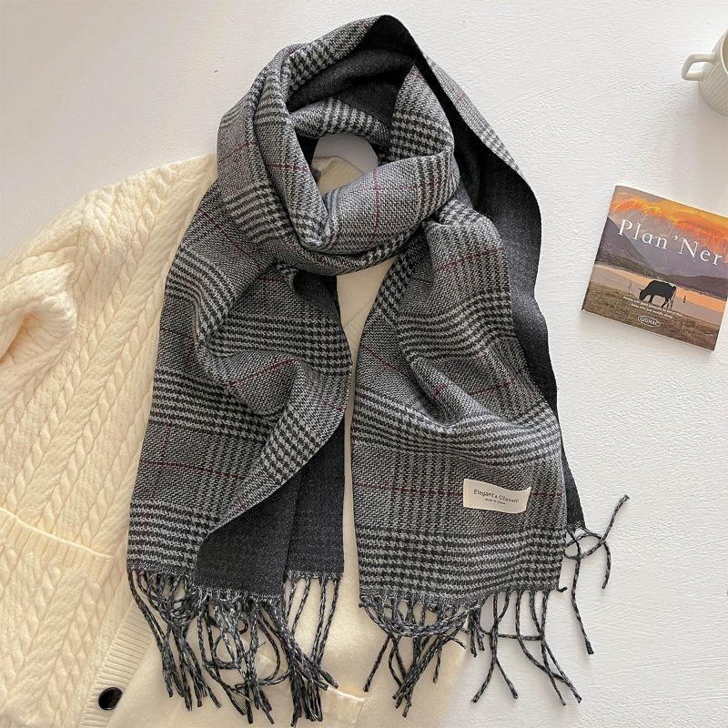 Autumn and Winter New Fashion Plaid Scarf Men and Women Versatile Warm Shawl Versatile Thickened Couple Scarf