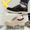 Oulylan Men Low Cut Safety Shoes For Men Steel Toe Breathable Work Sneakers Anti-puncture Lace Up Protective Footwear
