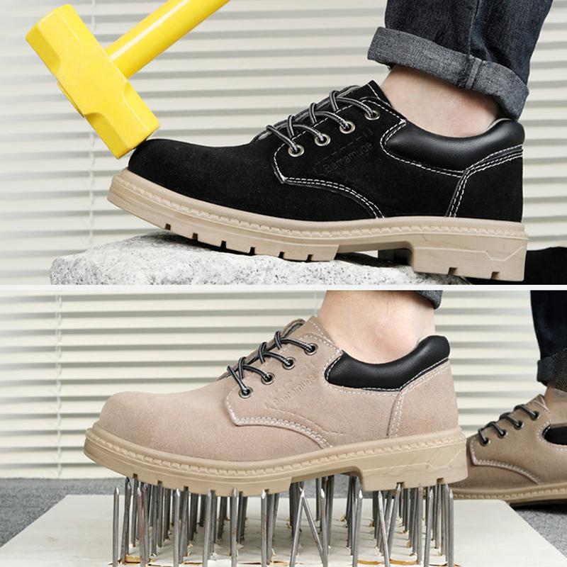 Oulylan Men Low Cut Safety Shoes For Men Steel Toe Breathable Work Sneakers Anti-puncture Lace Up Protective Footwear