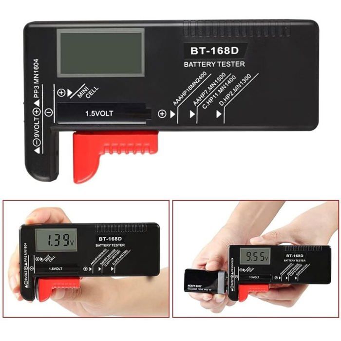 Digitaler Batterietester, Universeller Batterietester, Batterietester, für AA, AAA, C, D, PP3, 9V, 1,5V, Knopfzellen - Funktio