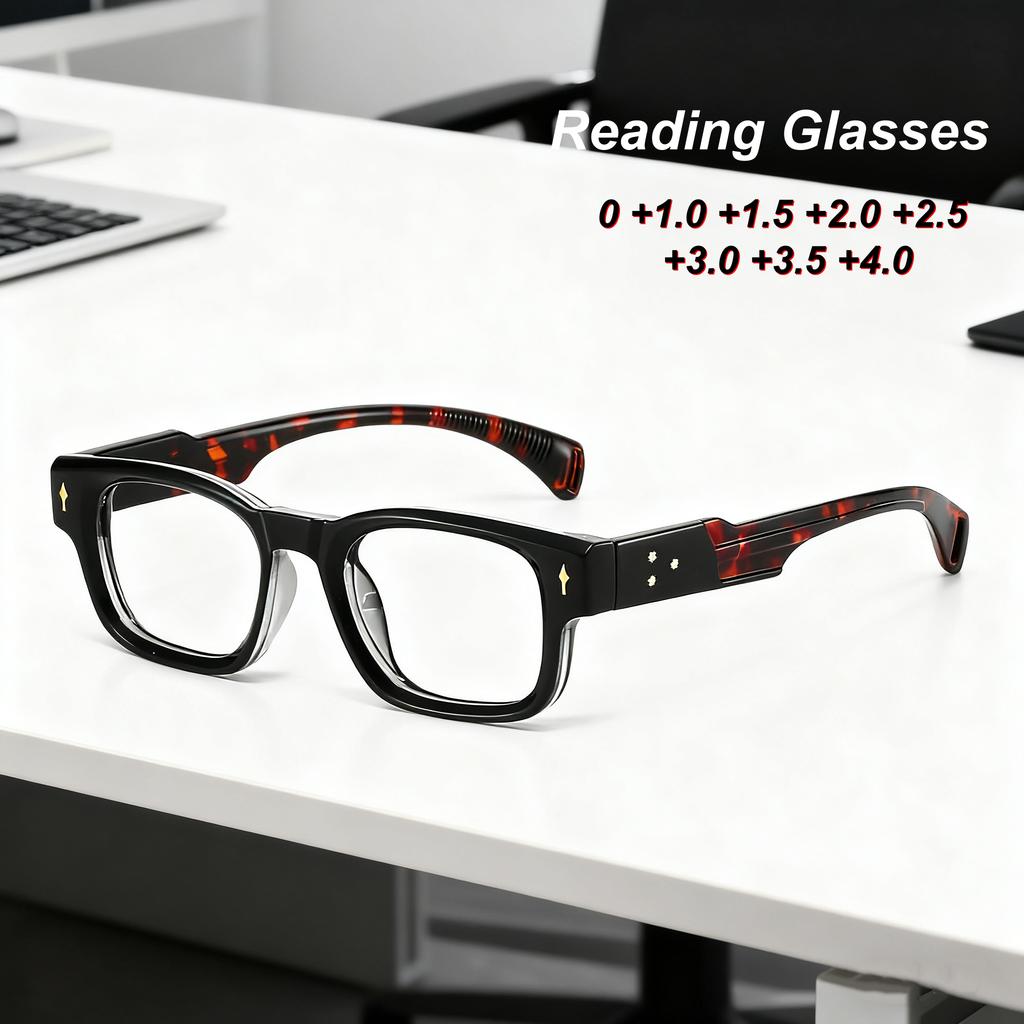 Latest Fashionable HD Square Frame for Men Reading Eyeglasses Retro Neutral High Quality Luxury Versatile Anti Blue Ray Eyeglasses