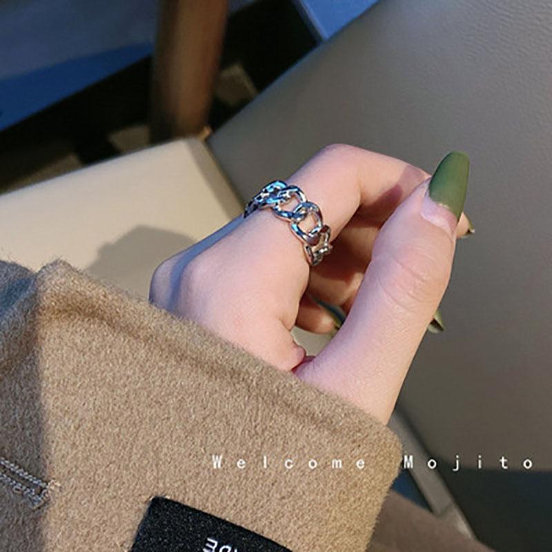 

Винтажные серебряные золотые кольца для женщин с геометрическим узором в виде перекрученной цепочки на палец, регулируемые ювелирные изделия, подарок на вечеринку серебряный