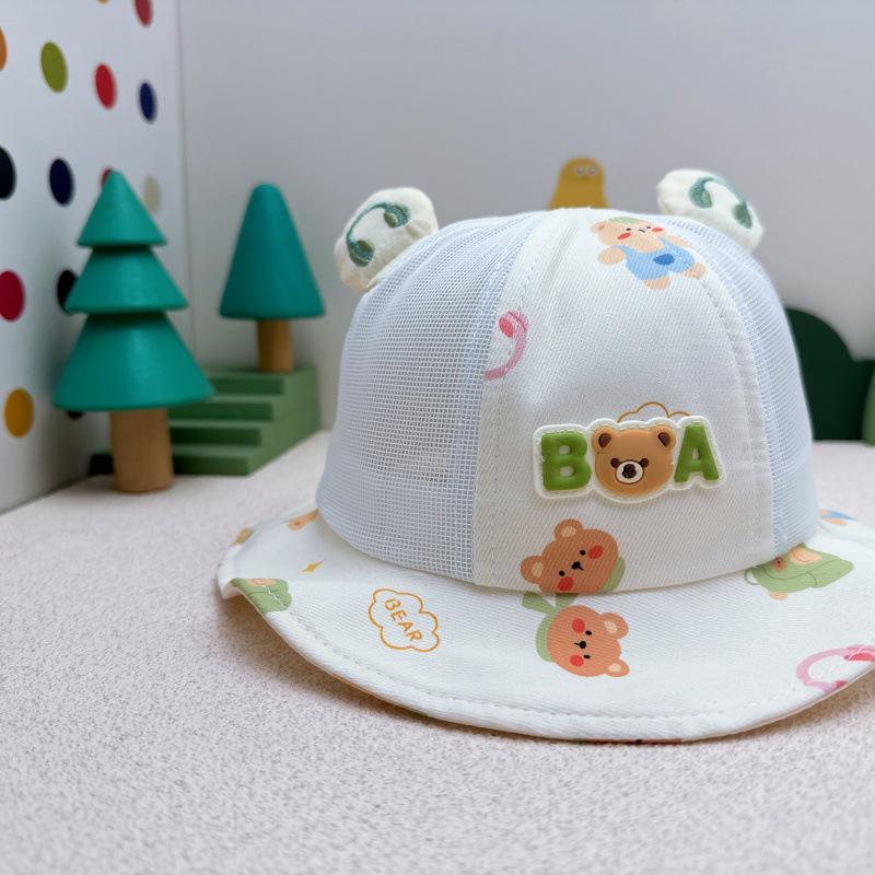 Cartoon Bear Mesh Baby Sun Hat - Breathable Outdoor Summer Protection
