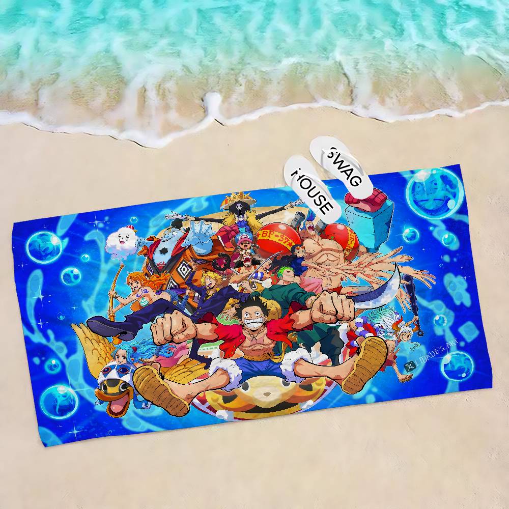 Anime O-ONE P-PIECE Anime Beach Swimming Towel Soft Absorbent Washcloth Children's Gifts for Kids Travel Camping Gym