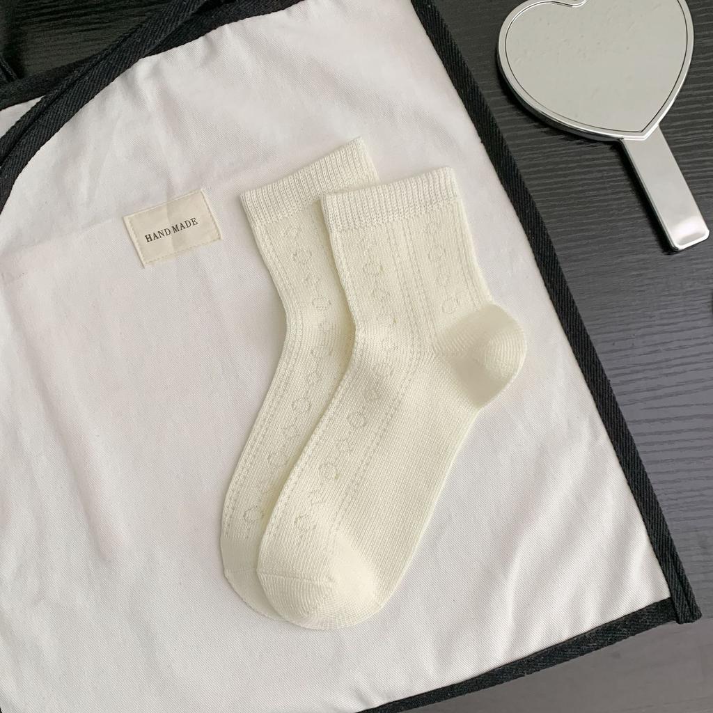 Cut-Out Bow Socks Women'S Mesh Lace Socks Bamboo Cotton Lolita Girl Cute Short Socks