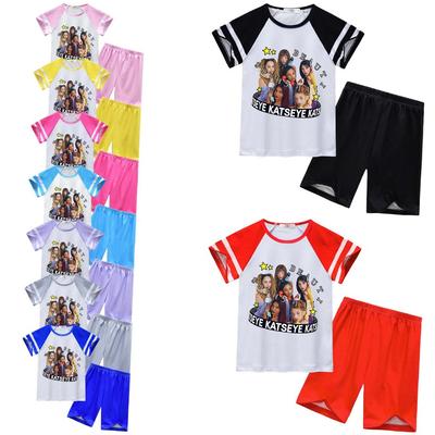 92635 Kids Girls KATSEYE Pop Star Printed Short Sleeves Top Pants Pajamas Sleepwear Sets