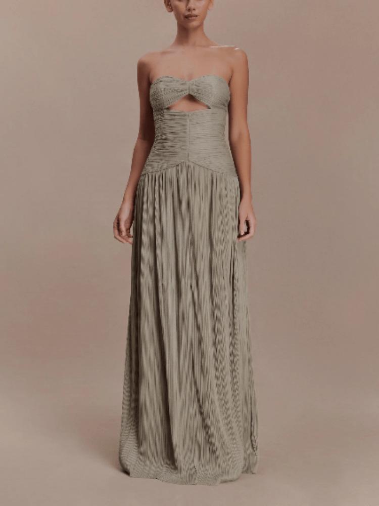European & American Women s Strapless Ruffled Evening Gown - Chic & Sexy Banquet Dress S
