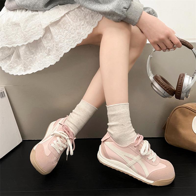 

женские туфли Dexun на толстой подошве 2025 новая весна ретро мягкая подошва туфли Форреста Гампа универсальные повседневные кеды спортивная обувь 40 розовый