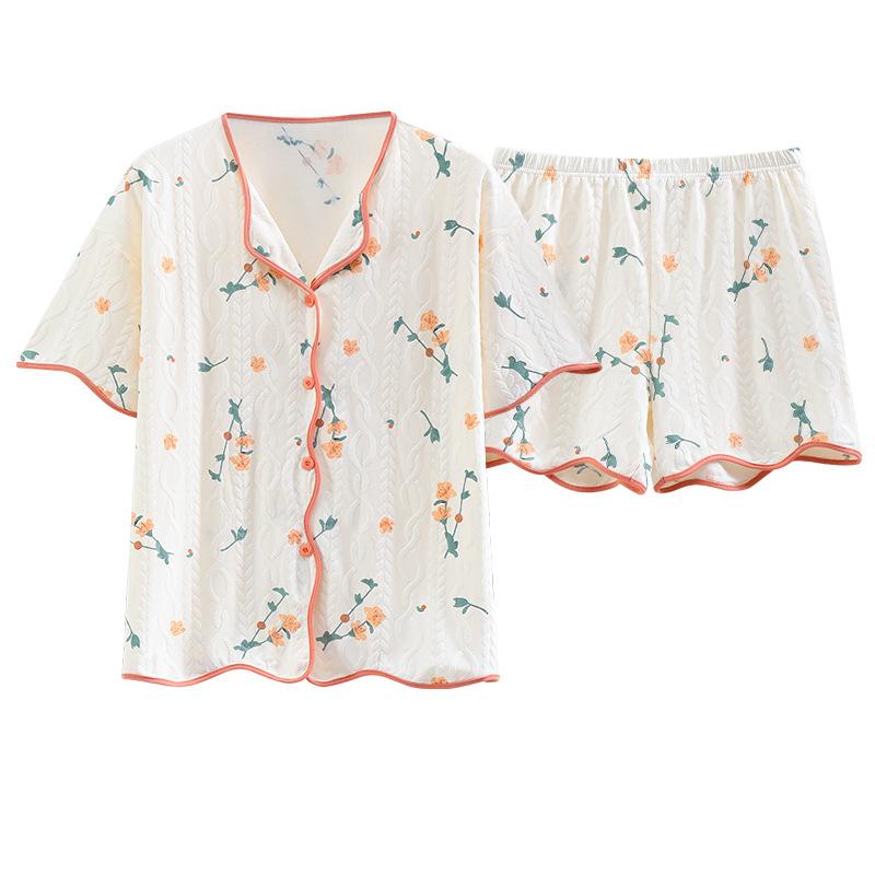 Pajamas Women'S Short-Sleeved Shorts Thin Korean Version Style Sweet Cartoon Loungewear Suit Can Be Worn Outside
