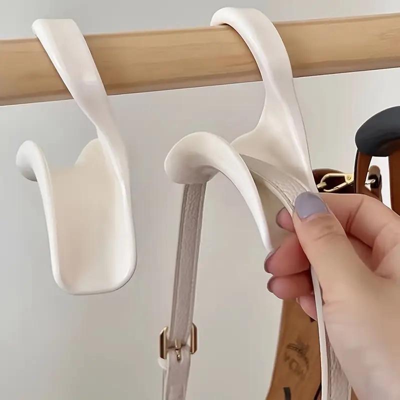 5pcs White Plastic Wardrobe Hooks - Durable Handbag Hangers with Smooth Finish, Ideal for Organizing Accessories & Bags
