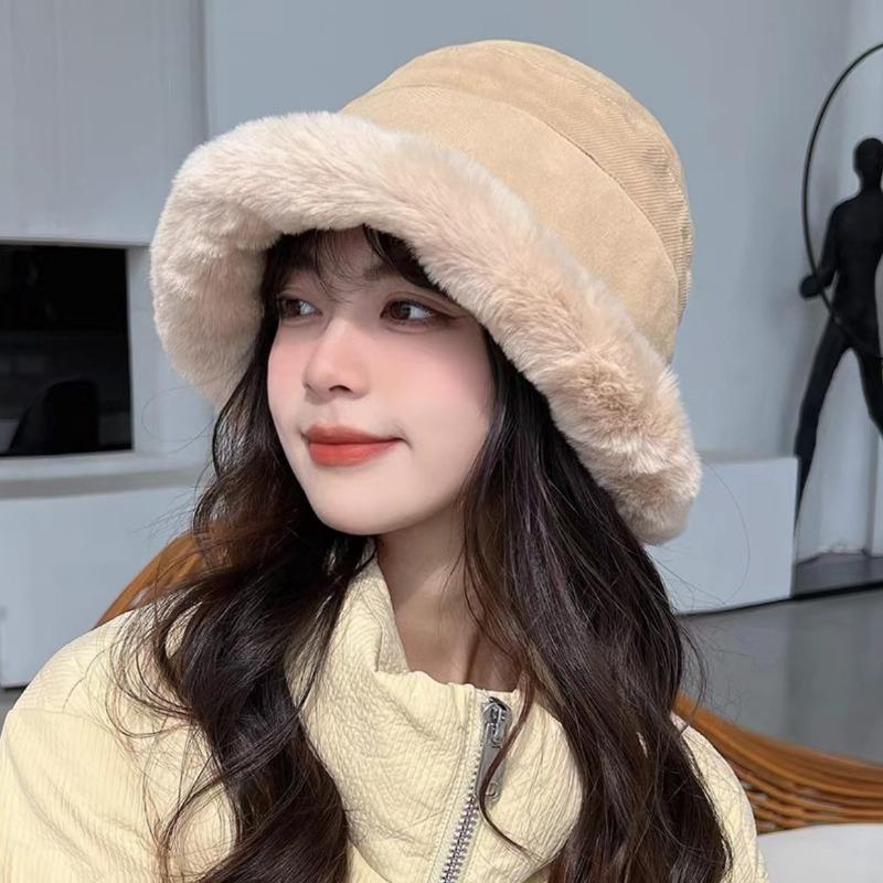 Plush Hat Women's Autumn and Winter Solid Color Cute Thickened Fashion Warm Ear Protection Stack Hat Women's Loose Sweet Headhat