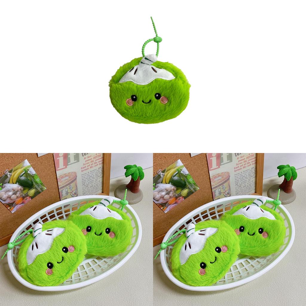 Plush Coconut Coin Wallet With Zipper Storage For Kids And Teens