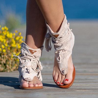Kadın Roma Bayanlar Klip Toe Vintage Çizmeler Püskül Sandalet Gladyatör Retro Moda Yaz Rahat