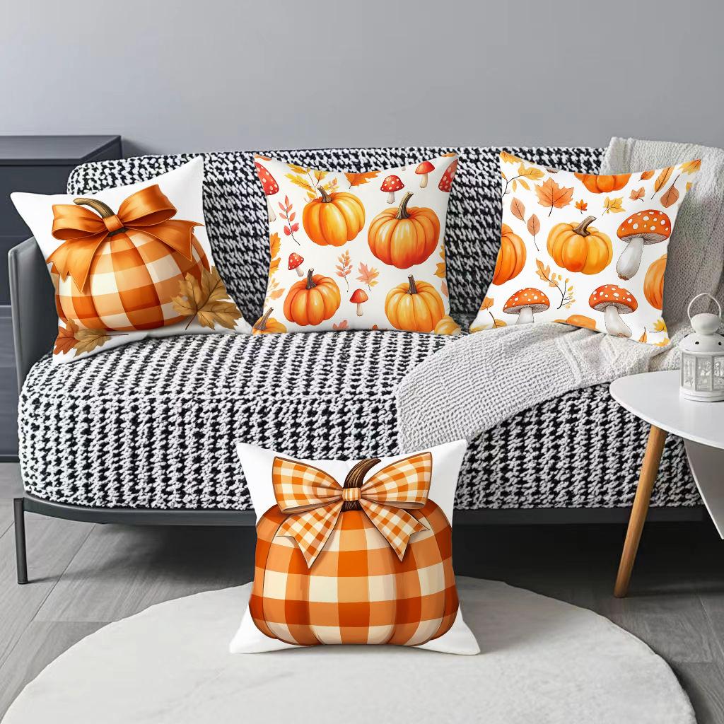 Thanksgiving Warm Colors Warm Atmosphere Harvest Pumpkin Series Pillow Print Living Room Decorative Cushion Cover