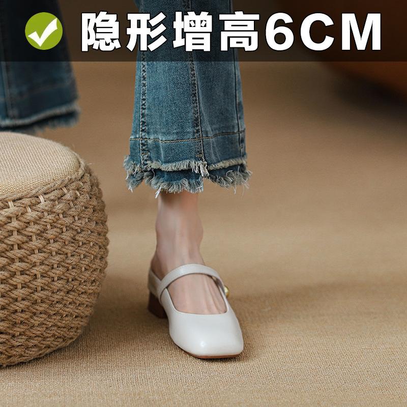 Baotou half slippers women wear new single shoes in summer, the inner height increases by 6CM, lazy people pedal cold slippers women
