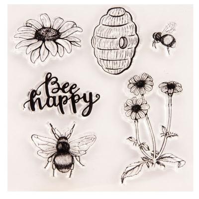 Flower Happy Bee Transparent Silicone Clear Stamps Seal for DIY Scrapbooking Album Paper Card Honeybee
